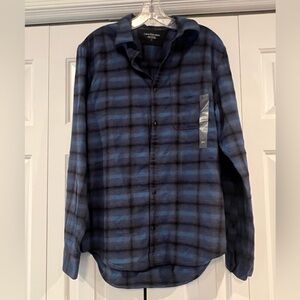 NWT Calvin Klein Jeans Navy and Black Plaid Shirt